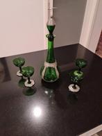 Groene karaf van Gero Zeist met 4 glaasjes, Ophalen of Verzenden