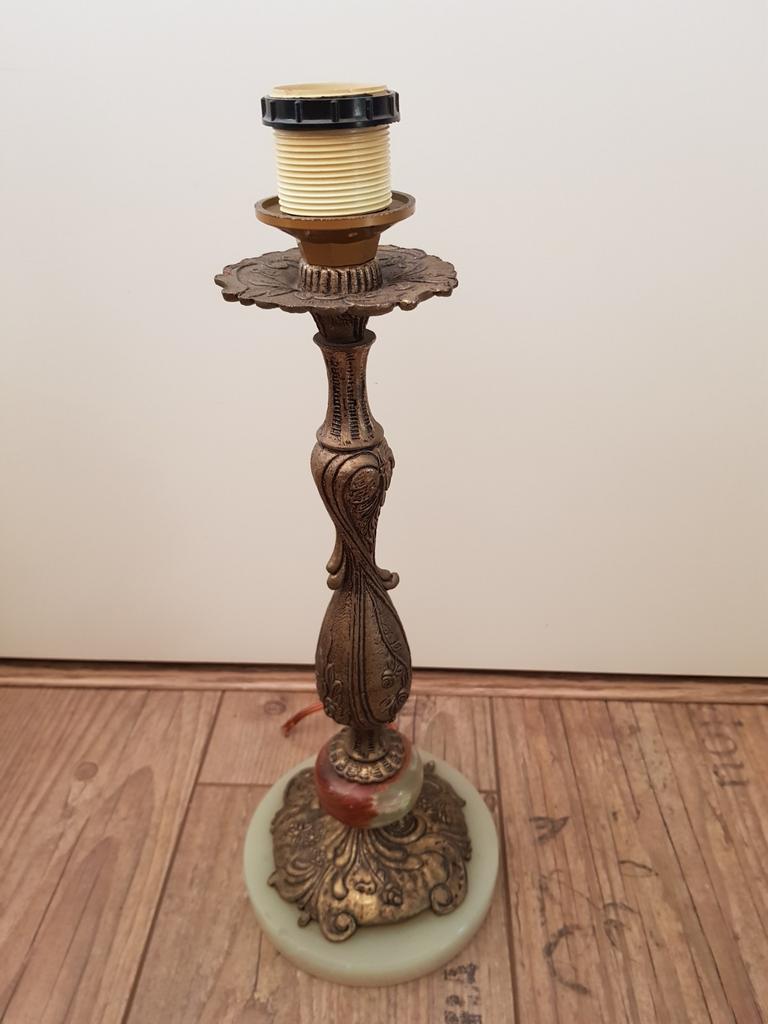 Antieke lampenvoet van brons en marmer, Ophalen of Verzenden