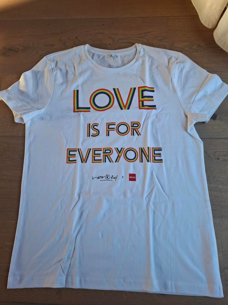 Hema Viktor & Rolf T-shirt Love is for Everyone, Kleding | Dames, Wit, Maat 42/44 (L), Nieuw, Ophalen of Verzenden