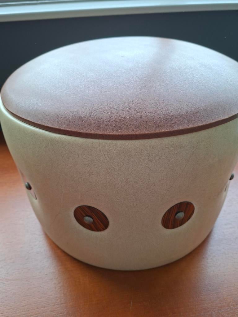 Vintage poefje, Ophalen of Verzenden, Rond, Minder dan 50 cm, Minder dan 50 cm