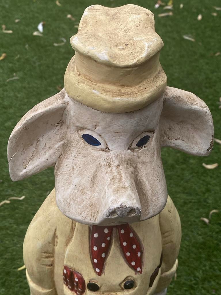 Vintage Houten Slagersbeeld Varken - Uniek & Robuust, Antiek en Kunst, Ophalen