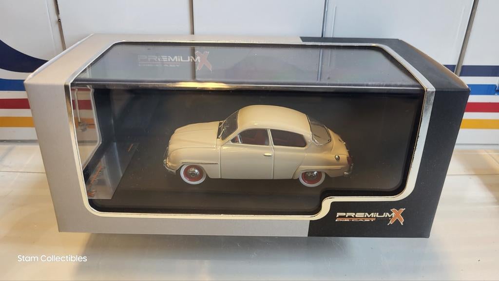 PremiumX Saab 96 Beige - 1964, Hobby en Vrije tijd, Modelauto's | 1:43, Overige merken, Auto, Ophalen of Verzenden, Zo goed als nieuw
