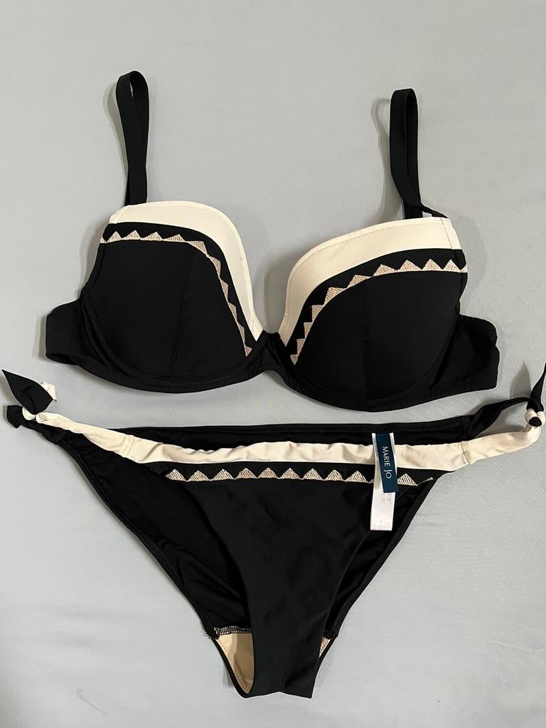 Marie Jo bikini maat 70D - S zwart / creme /  goud, Ophalen of Verzenden, Zo goed als nieuw, Zwart, Bikini