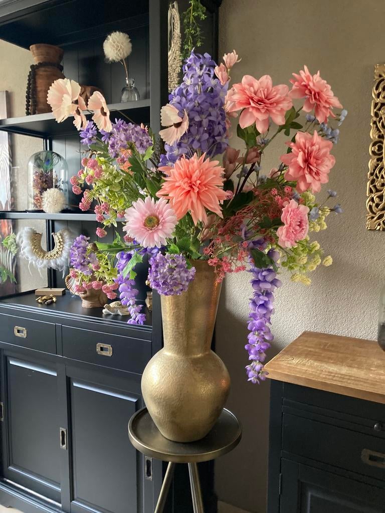 Vaas XL met Zijden bloemen echt een Beauty Luxe Set, Ophalen of Verzenden, Nieuw, Bloemstuk, Meerkleurig