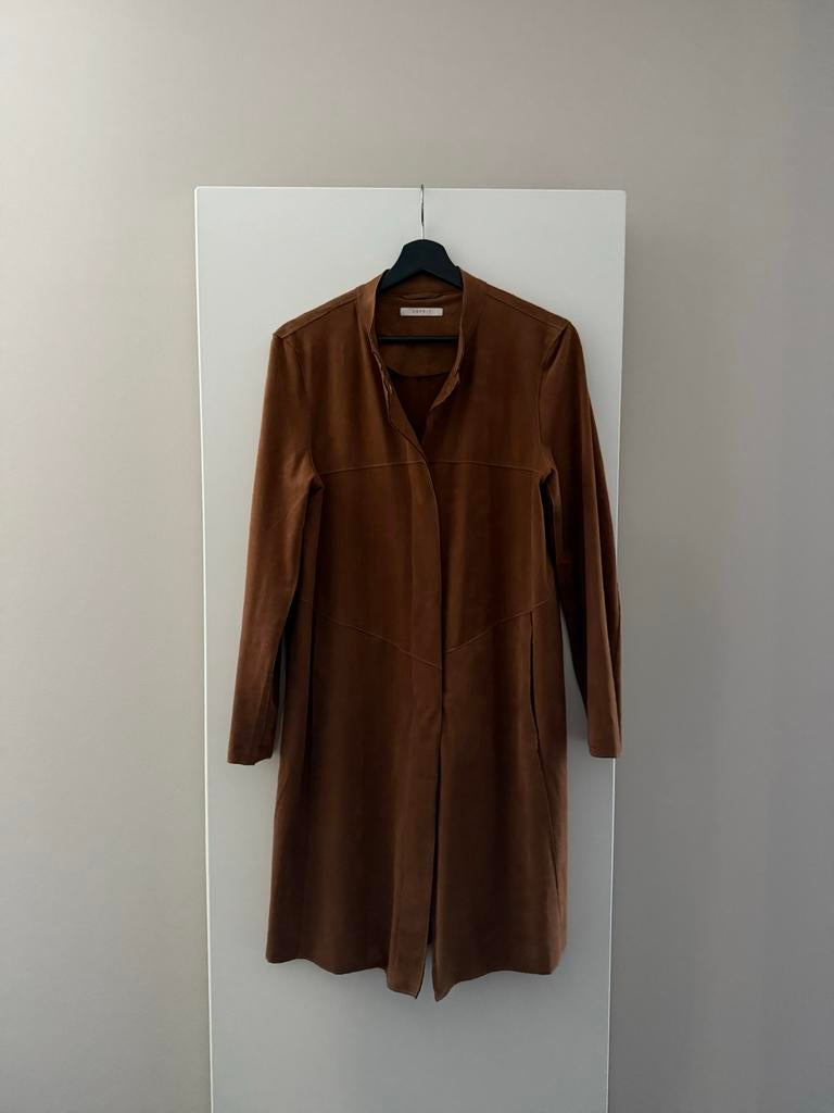 Bruine suedine jas/vest, Ophalen of Verzenden, Zo goed als nieuw, Bruin