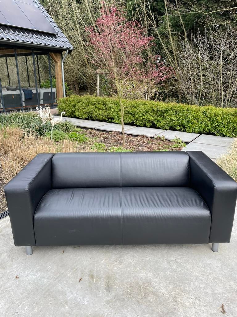 Zwarte bank (kunst)leer 175x 85x65 hoog, Ophalen, 150 tot 200 cm, Zo goed als nieuw, Modern
