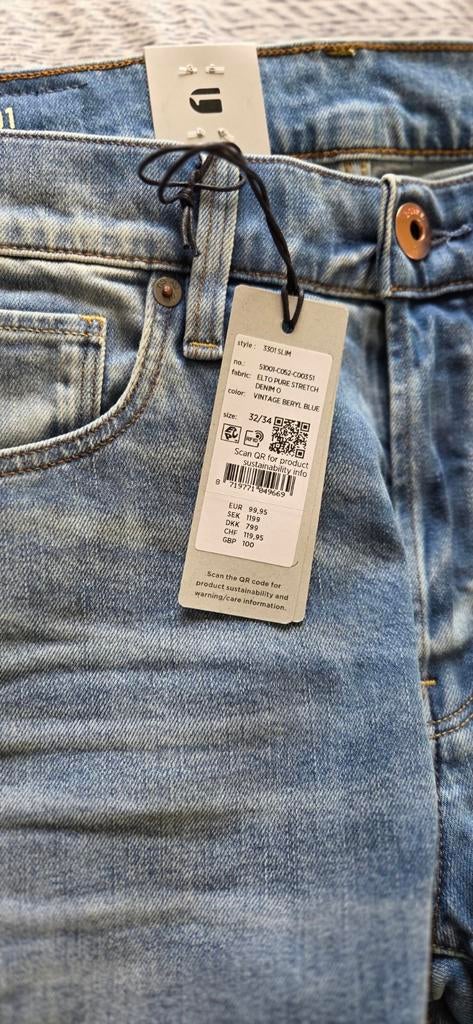 G-Star 3301 Slimfit Jeans - Nieuw met kaartjes, Blauw, Nieuw, W32 (confectie 46) of kleiner, Ophalen of Verzenden