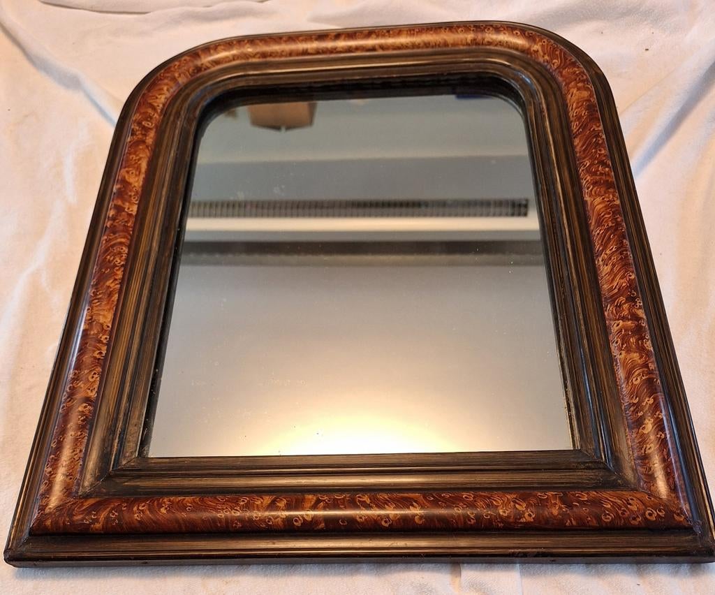 Antieke Franse toogspiegel oud weer spiegel halspiegel, Antiek en Kunst, Antiek | Spiegels, Ophalen, Overige vormen, 50 tot 100 cm