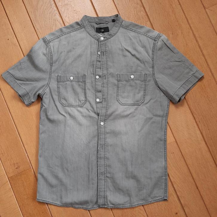 C&A bloes grijs zonder kraag korte mouw maat M - nieuw, Kleding | Heren, Overhemden, Nieuw, Halswijdte 38 (S) of kleiner, Grijs
