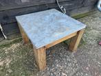 Eikenhouten bijzettafel met natuurstenen blad 60x60 cm, Ophalen, Gebruikt