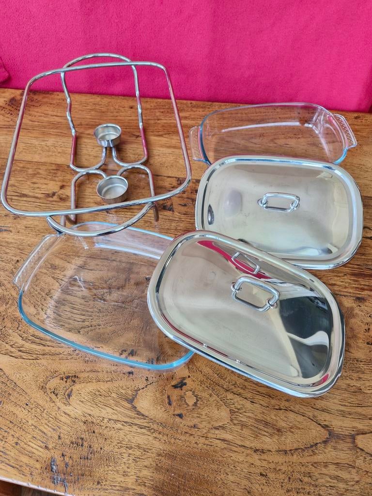 Chafing dish/ warmhouder met 2 schalen ZGAN, Ophalen, Zo goed als nieuw