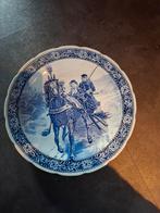 Delfts Blauw Wandbord - Wintertafereel met paard en slee, Ophalen