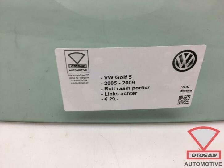 vw golf v 5 05 09 ruit raam portier deur links achter, Auto-onderdelen, Ruiten en Toebehoren, Gebruikt, Volkswagen, Volkswagen AG