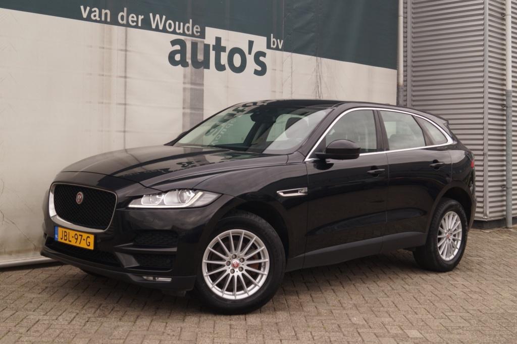 Jaguar F-Pace 2.0d 180pk AWD Prestige -LEER-NAVI-CAM-ECC-, Auto's, Jaguar, Gebruikt, 4 cilinders, 2000 kg, Zwart