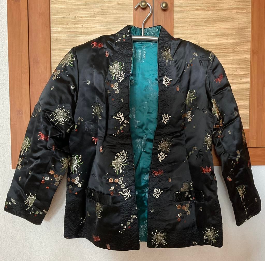 Zijden jas zwart en groen uit 1990, Kleding | Dames, Ophalen, Zwart, Nieuw, Jasje