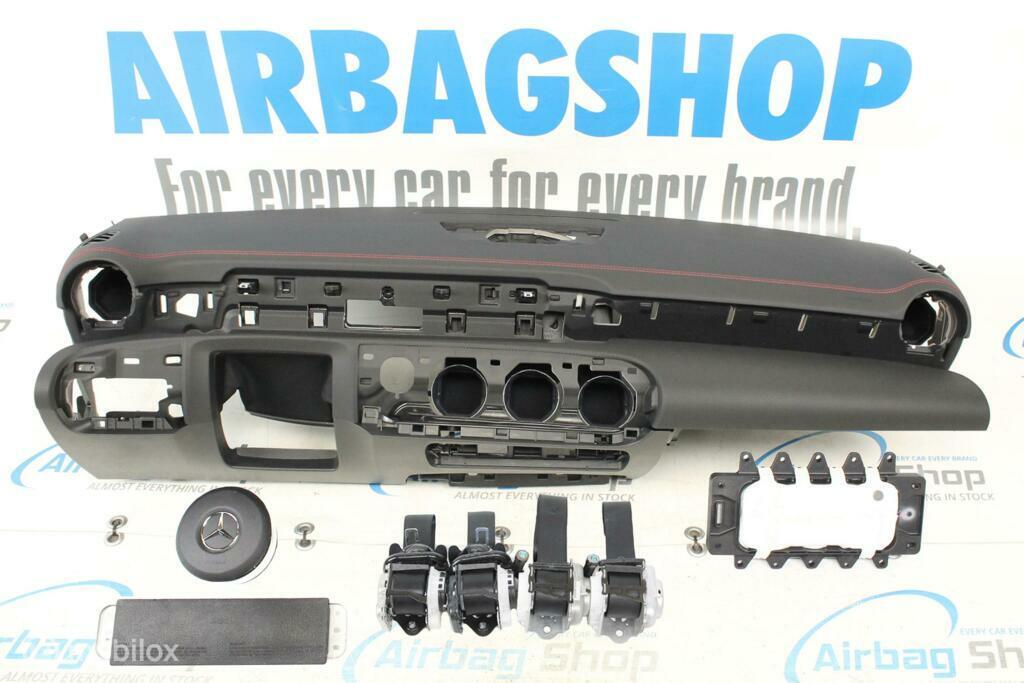 Airbag set Dashboard rode stiksels Mercedes A klasse W177, Gebruikt, Ophalen of Verzenden