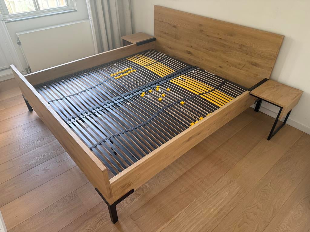 Swiss Sense,Eiken bed 180x200,lattenbodem, zeer goede staat!, Ophalen, Bruin, Tweepersoons, Zo goed als nieuw