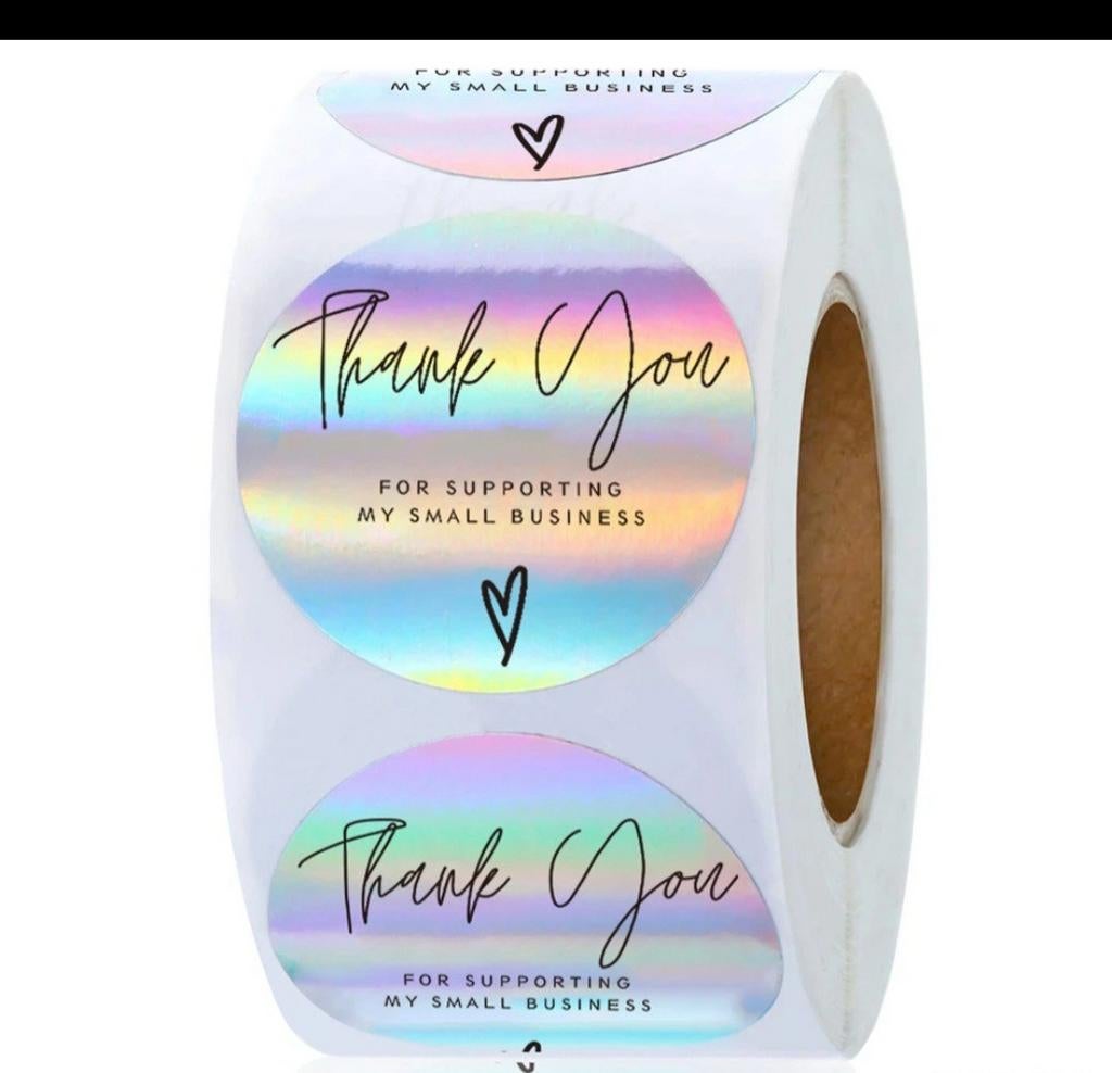 100 Nieuwe 'Thank You' Holografische Stickers, Hobby en Vrije tijd, Stickers en Plaatjes, Nieuw, Sticker, Ophalen of Verzenden