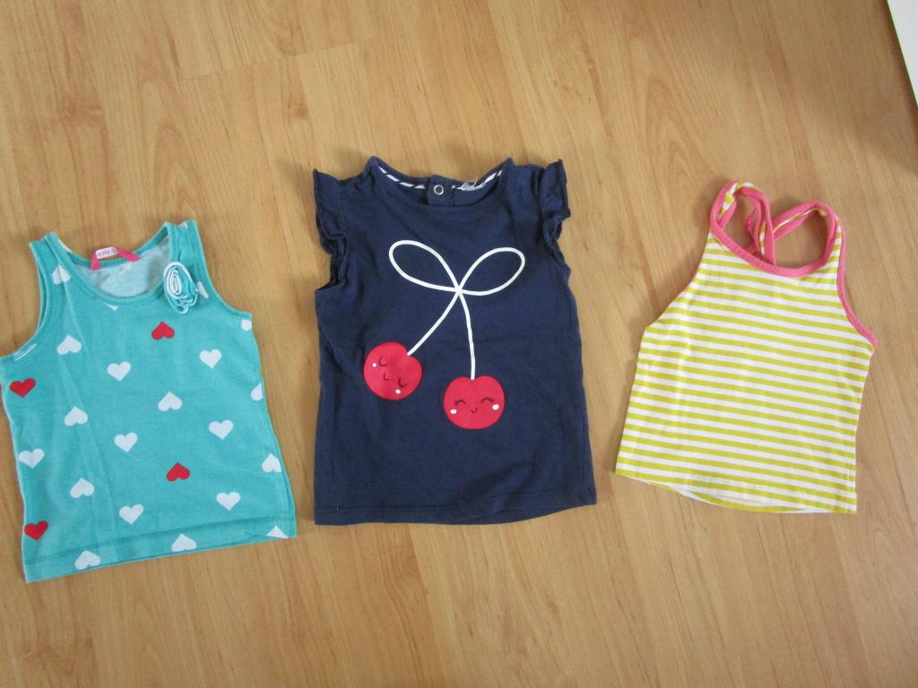 Drie zomer shirts / tops maat 74, Meisje, Hema + Vertbaudet, Ophalen of Verzenden, Zo goed als nieuw