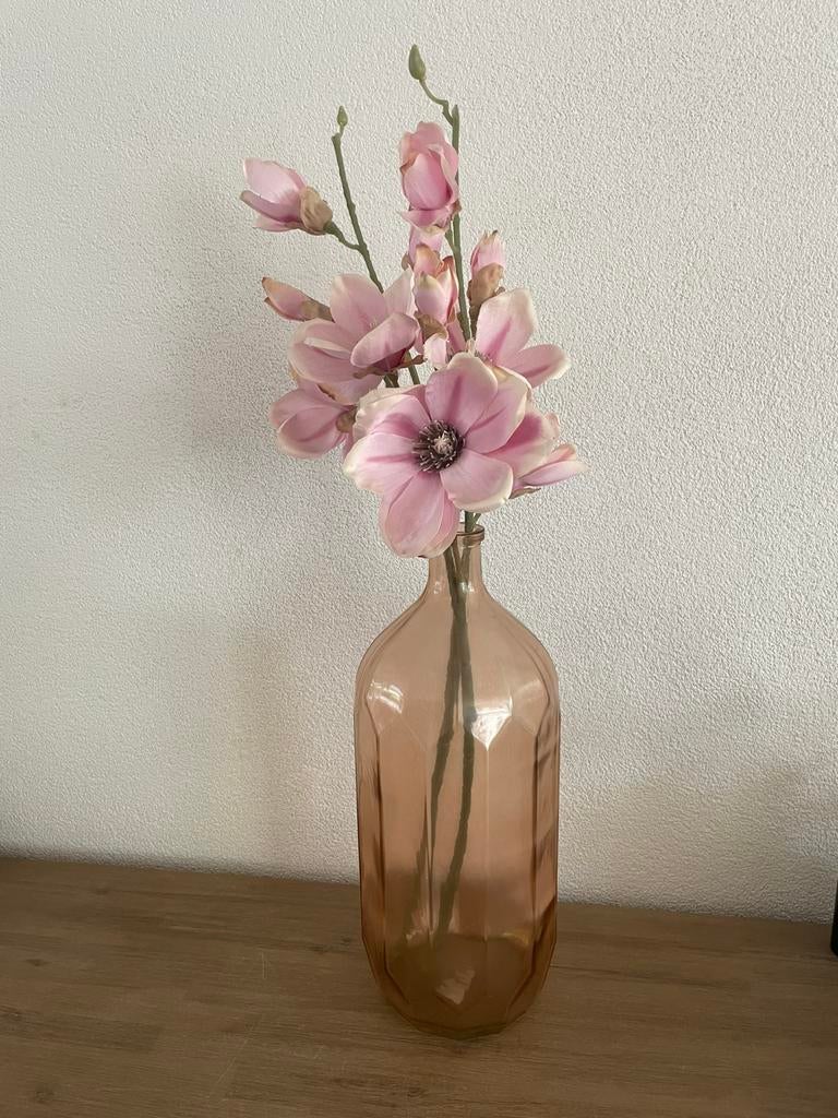 Vaas met droogbloemen roze, Huis en Inrichting, Woonaccessoires | Droogbloemen, Ophalen, Zo goed als nieuw
