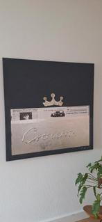 Modern Schilderij 'Crown' - Grijs met Zilver - 100x100cm, Ophalen of Verzenden
