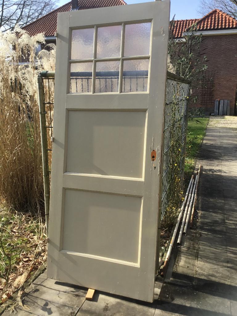 Paneel deuren jaren 30  afm 211x88x4, Doe-het-zelf en Verbouw, Deuren en Horren, Gebruikt, Binnendeur, Ophalen of Verzenden, Glas