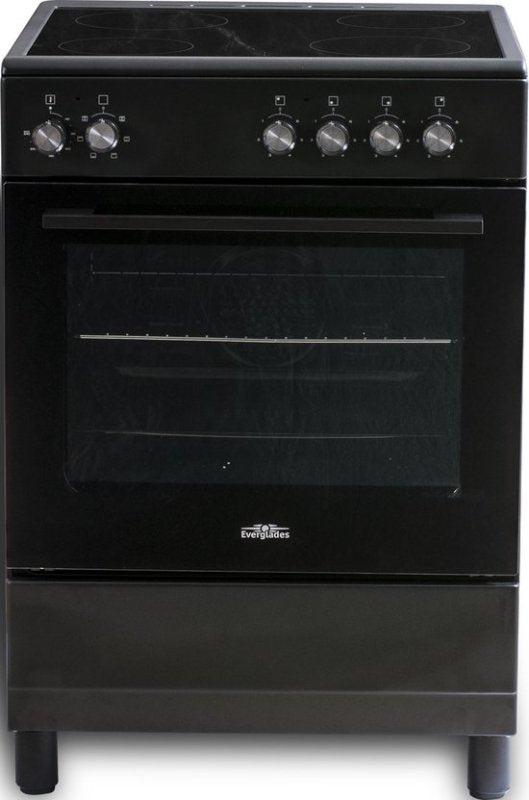 Everglades keramisch fornuis EVCK6110 - Mat Zwart, 60 cm of meer, Keramisch, Nieuw, Everglades Nederland