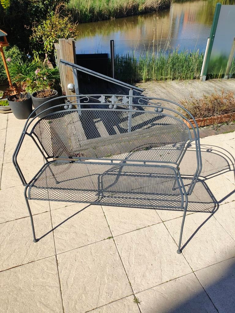 Royal Garden Elegance tweezits tuinbank - donkergrijs metaal, Ophalen, Gebruikt, Metaal