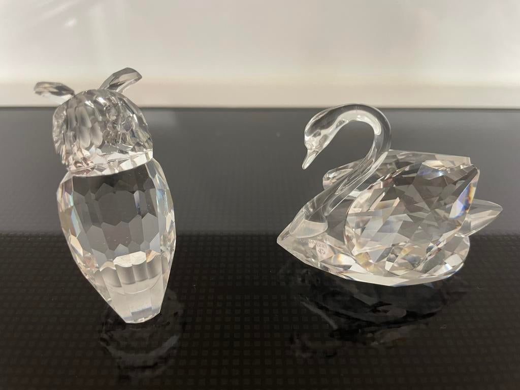 Swarovski beeldjes uil en zwaan, Verzamelen, Swarovski, Ophalen of Verzenden, Zo goed als nieuw, Figuurtje