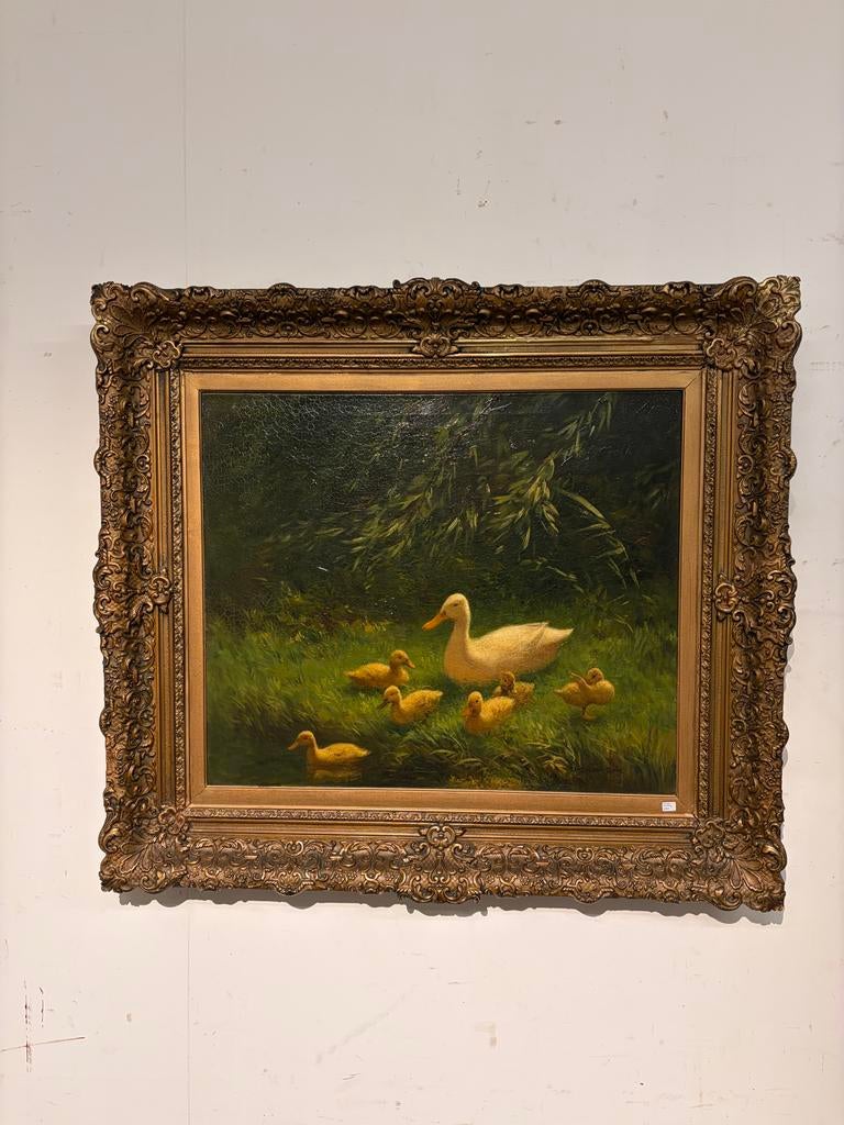 Schilderij Eenden familie door Constant Artz, Antiek en Kunst, Ophalen