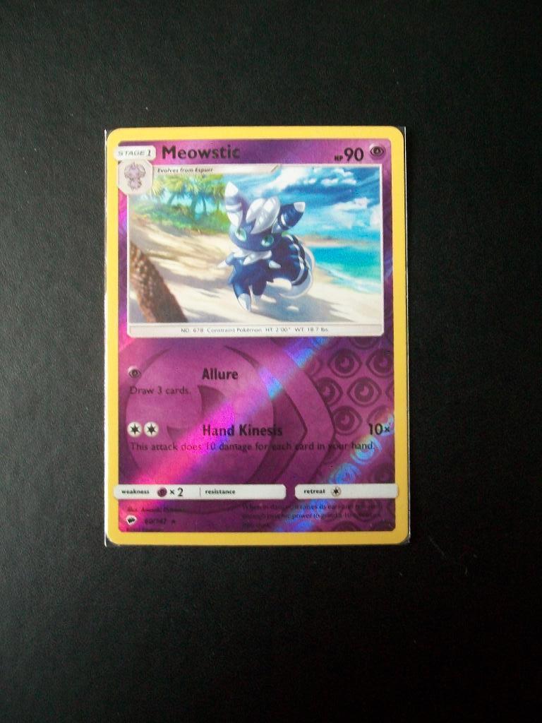 9995. Nieuwe Pokemon Kaart holofoil MEOWSTIC hp 90 (60/147), Verzenden, Nieuw, Losse kaart, Foil