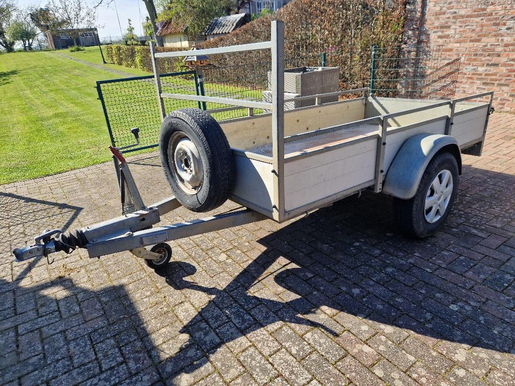 Aanhanger met oplooprem, zonder kenteken, reservewiel., Auto diversen, Aanhangers en Bagagewagens, Ophalen, Gebruikt