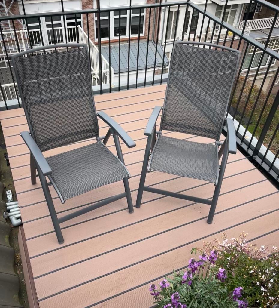 Opklapbare aluminium tuinstoelen, Tuin en Terras, Ophalen, Gebruikt, Metaal, Inklapbaar