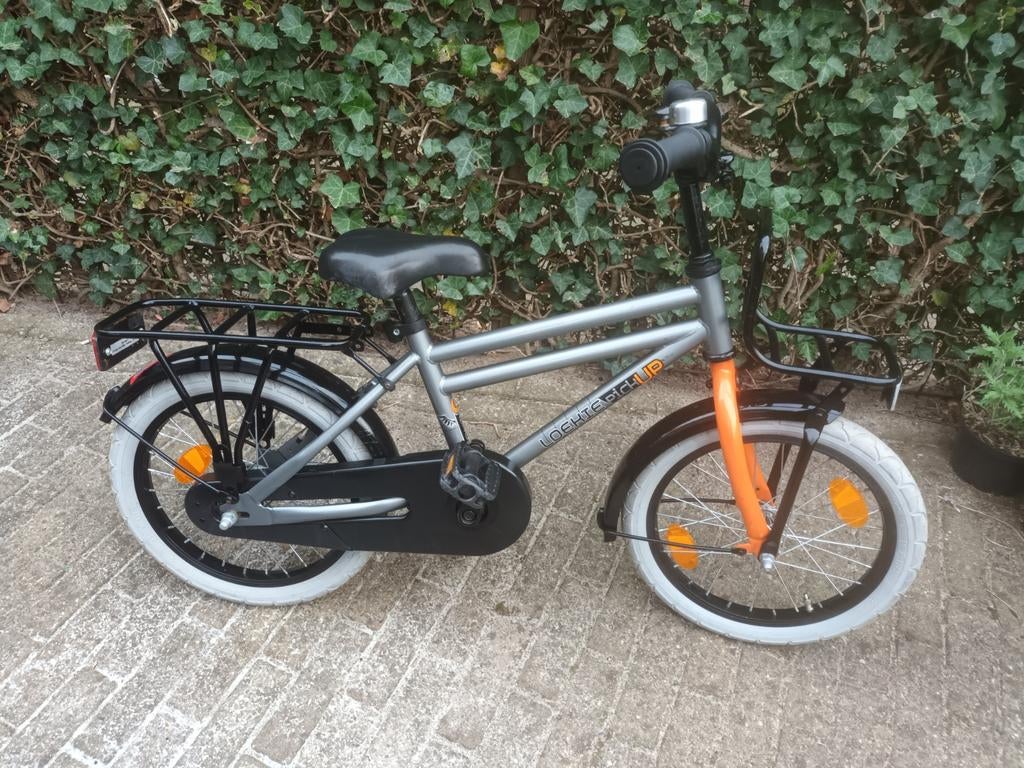 Kinderfiets Loekie Pick-Up 16 inch - Grijs/Oranje, Fietsen en Brommers, Ophalen, Zo goed als nieuw, 16 inch, Loekie