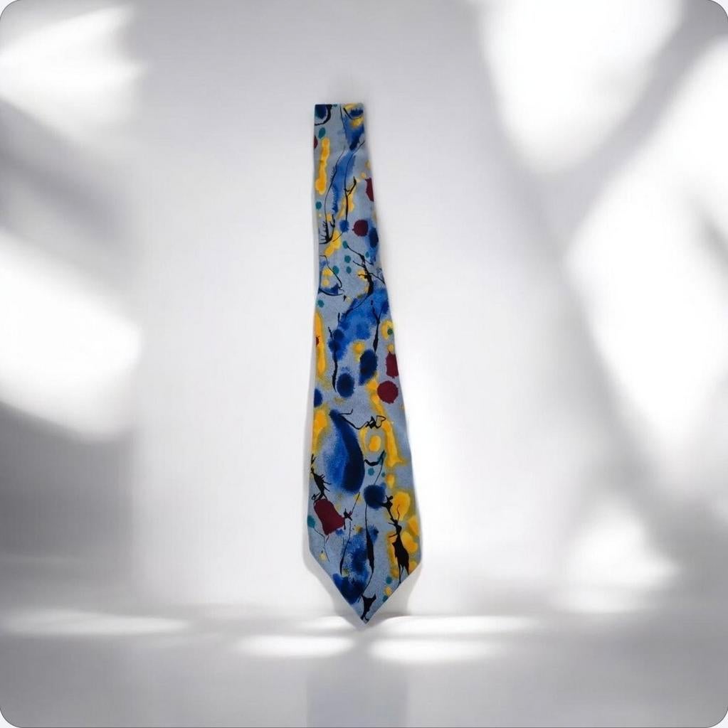 Unieke stropdas met abstract patroon - The Society Shop, Kleding | Heren, Stropdassen, Blauw, Ophalen of Verzenden, Zo goed als nieuw