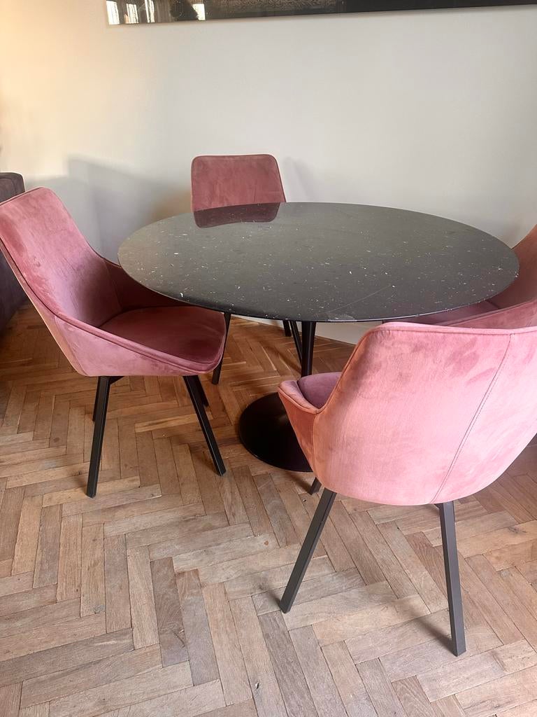 Ronde marmeren tafel 120 cm - Zwart, Ophalen, Overige materialen, Gebruikt, 100 tot 150 cm