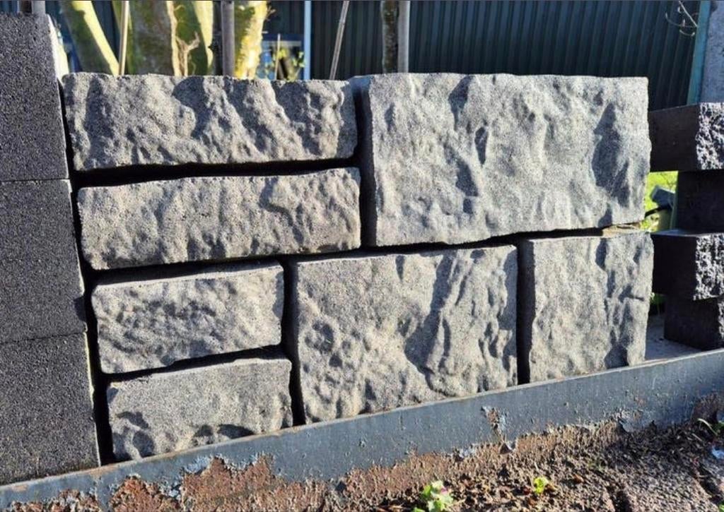 Grijs gemeleerd stapelblokken robuust wildverband s-partij, Tuin en Terras, Bielzen en Borders, Blok, Nieuw, Ophalen of Verzenden