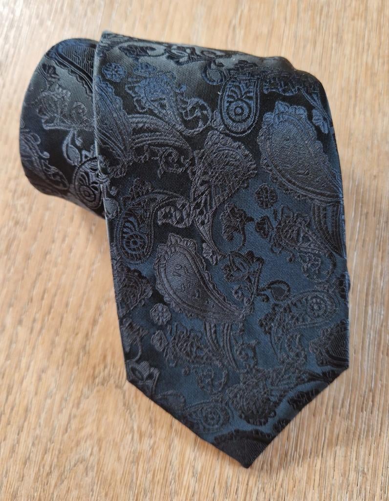Zwarte paisley stropdas  – stijlvolle heren das - nieuw, Ophalen of Verzenden, Nieuw, Zwart, Met patroon