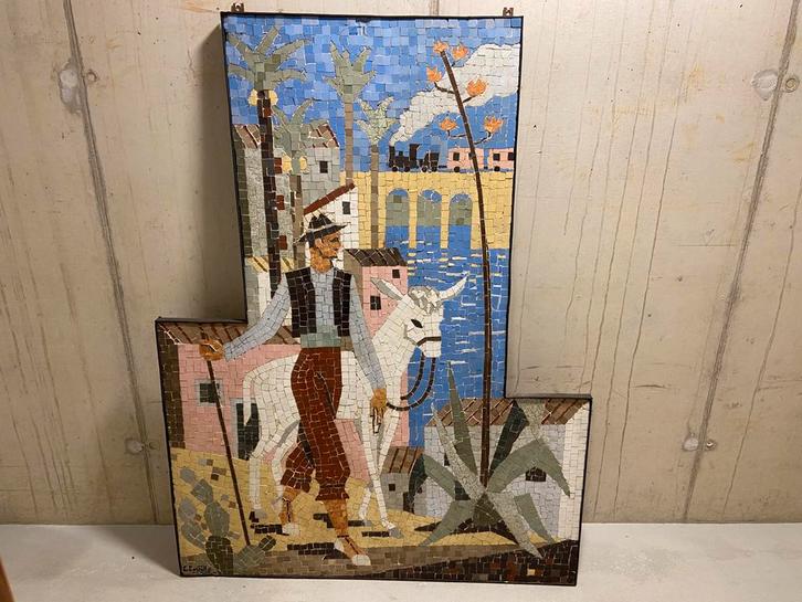 Groot Spaans Mozaik kunstwerk 150 x 120 cm Uniek object, Antiek en Kunst, Kunst | Overige Kunst, Ophalen