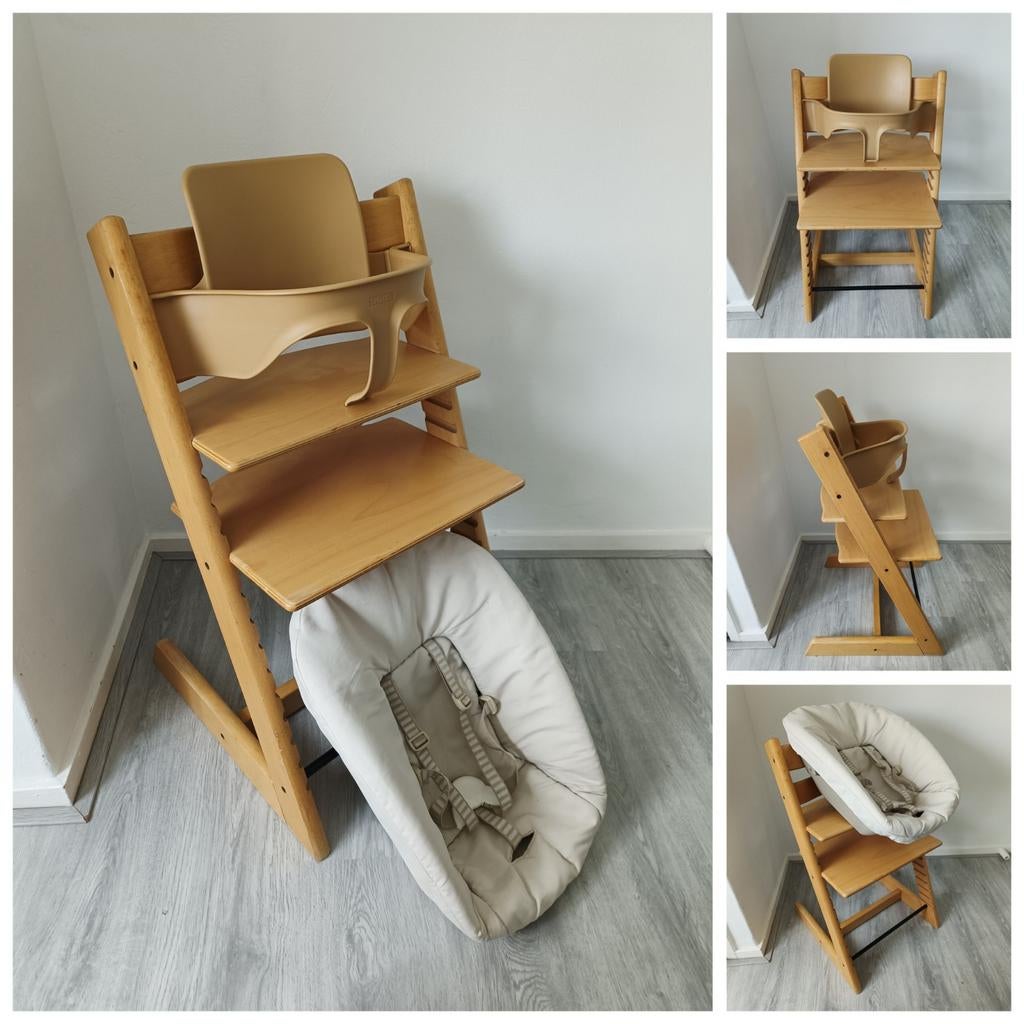 Stokke Tripp Trapp naturel met babyset en newbornset, Kinderen en Baby's, Kinderstoelen, Ophalen of Verzenden, Zo goed als nieuw