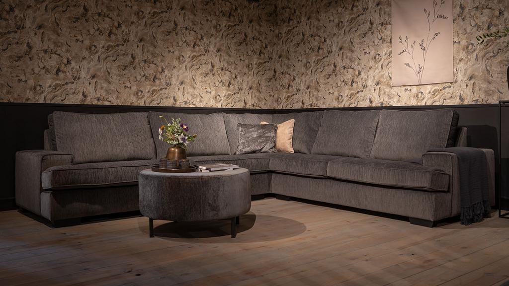 Hoekbank Brandon UrbanSofa grijs ribstof showmodel!, Huis en Inrichting, Banken | Bankstellen, 250 tot 300 cm, Hoekbank, Nieuw