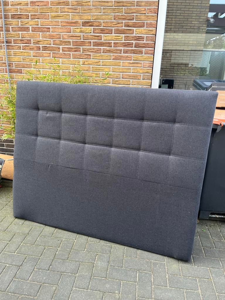 Donkergrijs gestoffeerd hoofdbord 160cm, Tweepersoons, Ophalen of Verzenden, Zo goed als nieuw, 180 cm