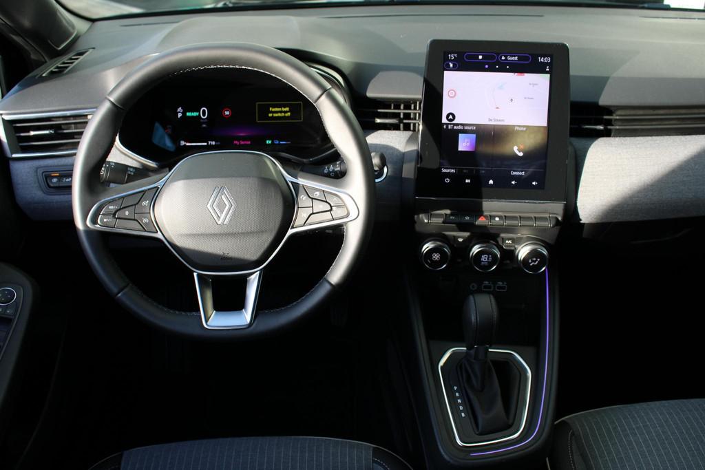 Renault Clio 1.6 E-Tech Full Hybrid 145 techno Automaat | Na, Auto's, Gebruikt, Met garantie (alle), Leder en Stof, Zwart