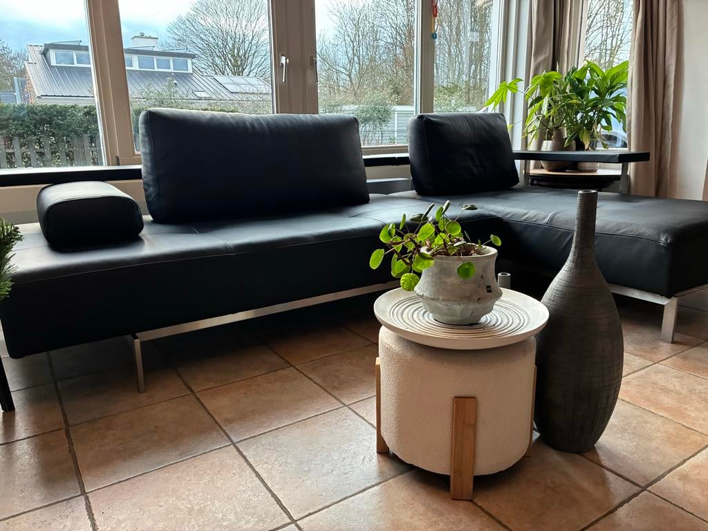 Rolf Benz Dono bank - Zwart leer - Als nieuw, Huis en Inrichting, Banken | Bankstellen, Ophalen, Rolf benz, 100 tot 125 cm, .