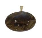 Labradoriet edelsteen 14k gouden vintage ketting hanger, Verzenden, Goud, Hanger, Met edelsteen