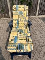 Ligstoel / Tuinstoel 5 standen blauw met kussen Flair Plasir, Tuin en Terras, Tuinstoelen, Ophalen, Gebruikt, Kunststof, Verstelbaar