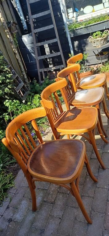vintage tafel en stoelen, Ophalen, Gebruikt, 50 tot 100 cm, Vier personen