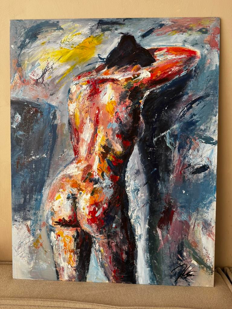 Modelschilderij, acryl op paneel 70 x 90 cm, Ophalen