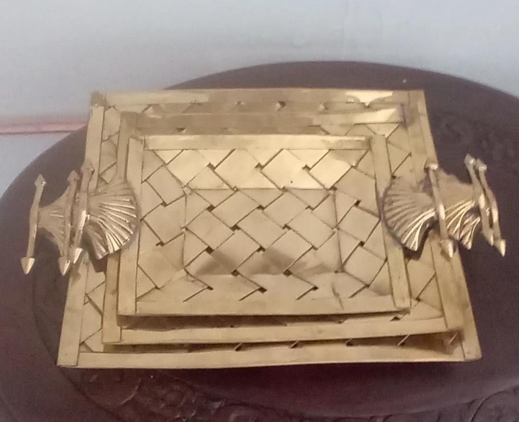 3 goud kleur dienblads, Ophalen of Verzenden