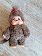 Vintage Monchichi 9 cm - Bruin met rood strikje, Ophalen of Verzenden